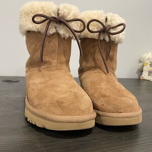 UGG Brown Kids Boots with Cream Fur